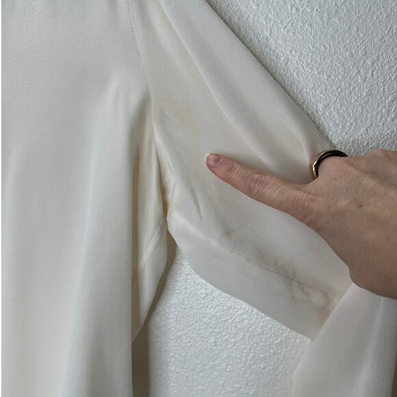 Stella McCartney Eva Cream Silk 3/4 Button Mandarin Collar Blouse 42 / M - Picture 11 of 16